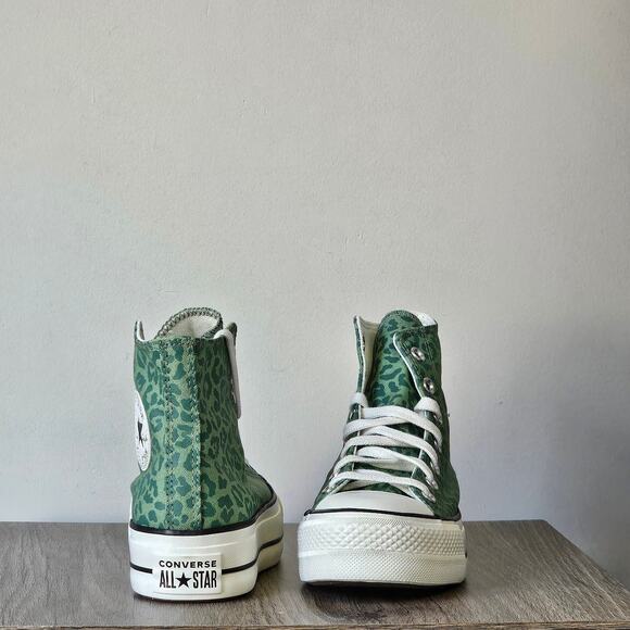 Converse Women's CTAS Animal Print Lift Hi Tops Size 7 Green A15054C NWT - Picture 4 of 6